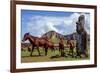 Horse near Statues on the Isla De Pascua. Rapa Nui. Easter Island-Vladimir Krupenkin-Framed Photographic Print