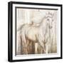 Horse on Grass Abstract-Tiffany Hakimipour-Framed Art Print