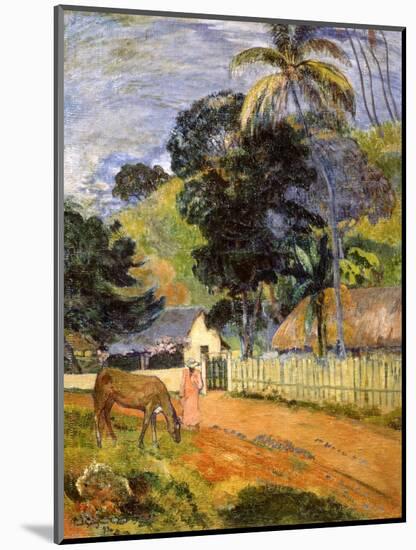 Horse on Road, Tahitian Landscape, 1899-Paul Gauguin-Mounted Giclee Print