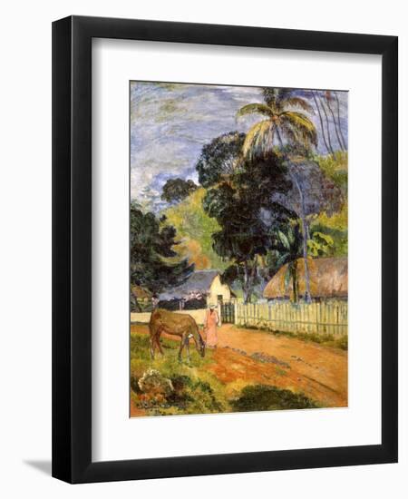 Horse on Road, Tahitian Landscape, 1899-Paul Gauguin-Framed Premium Giclee Print