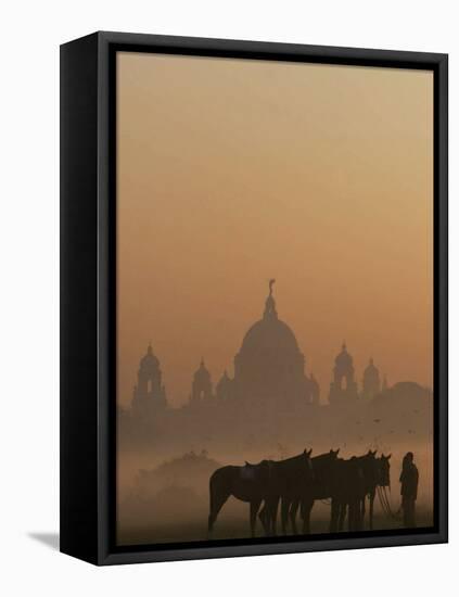 Horse Owners Wait for Tourists in Calcutta, India-null-Framed Stretched Canvas