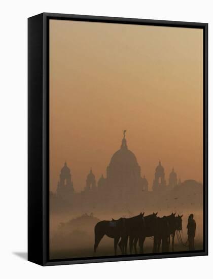 Horse Owners Wait for Tourists in Calcutta, India-null-Framed Stretched Canvas