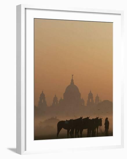 Horse Owners Wait for Tourists in Calcutta, India-null-Framed Premium Photographic Print