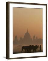 Horse Owners Wait for Tourists in Calcutta, India-null-Framed Premium Photographic Print