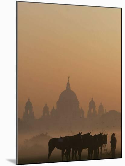 Horse Owners Wait for Tourists in Calcutta, India-null-Mounted Photographic Print