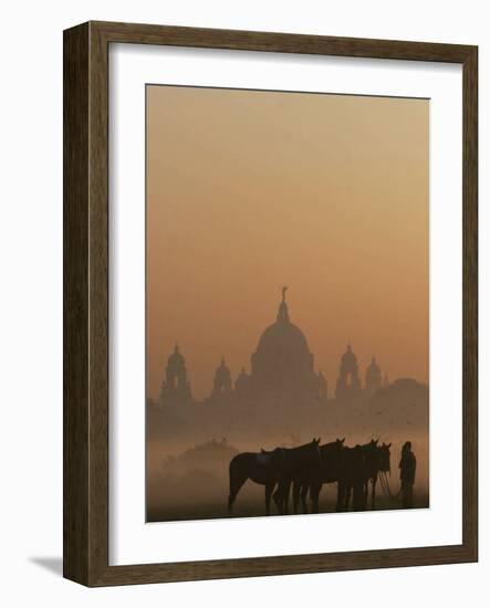 Horse Owners Wait for Tourists in Calcutta, India-null-Framed Photographic Print
