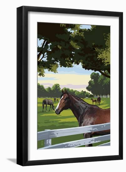 Horse Pasture-Lantern Press-Framed Art Print