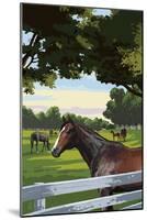 Horse Pasture-Lantern Press-Mounted Art Print