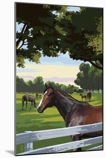 Horse Pasture-Lantern Press-Mounted Art Print