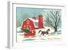 Horse Pulling Sleigh Wtih Tree-null-Framed Art Print