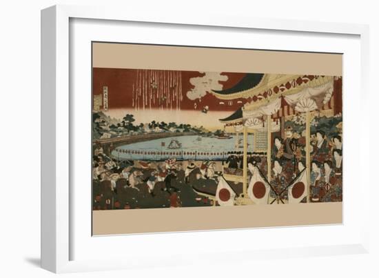Horse Race at Ueno Park-Chikanobu-Framed Art Print