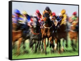 Horse Race in Motion-Peter Walton-Framed Stretched Canvas
