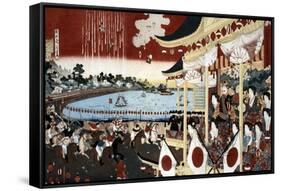 Horse Race in Ueno Park, Japanese Wood-Cut Print-Lantern Press-Framed Stretched Canvas