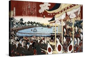 Horse Race in Ueno Park, Japanese Wood-Cut Print-Lantern Press-Stretched Canvas