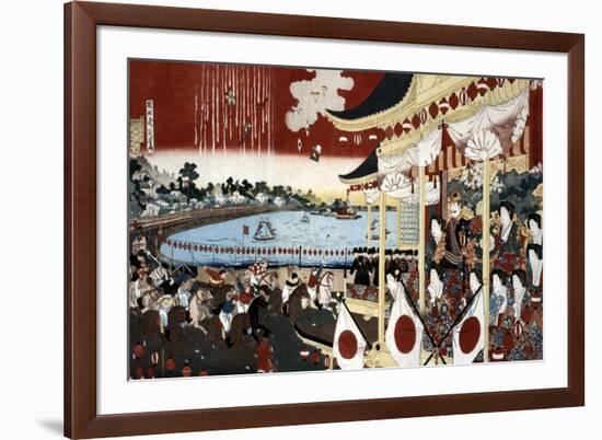 Horse Race in Ueno Park, Japanese Wood-Cut Print-Lantern Press-Framed Art Print