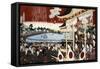 Horse Race in Ueno Park, Japanese Wood-Cut Print-Lantern Press-Framed Stretched Canvas