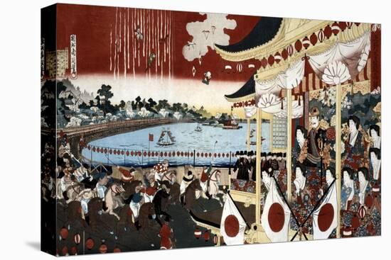 Horse Race in Ueno Park, Japanese Wood-Cut Print-Lantern Press-Stretched Canvas