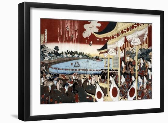 Horse Race in Ueno Park, Japanese Wood-Cut Print-Lantern Press-Framed Art Print