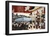 Horse Race in Ueno Park, Japanese Wood-Cut Print-Lantern Press-Framed Art Print