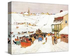 Horse Race in Winter-Clarence Alphonse Gagnon-Stretched Canvas