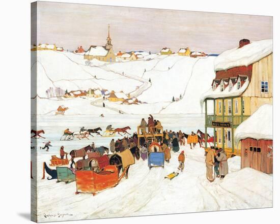 Horse Race in Winter-Clarence Alphonse Gagnon-Stretched Canvas