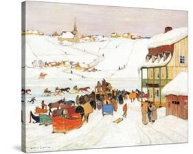 Horse Race in Winter-Clarence Alphonse Gagnon-Stretched Canvas