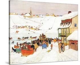 Horse Race in Winter-Clarence Alphonse Gagnon-Stretched Canvas