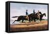 Horse Race-Currier & Ives-Framed Stretched Canvas