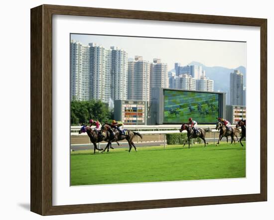 Horse Racing in Hong Kong, China-Tim Hall-Framed Photographic Print