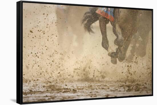 Horse racing in the mud-Maresa Pryor-Framed Stretched Canvas