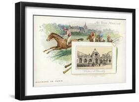 Horse Racing Near Paris, Chateau De Chantilly-null-Framed Premium Giclee Print