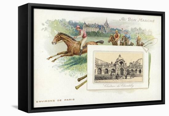 Horse Racing Near Paris, Chateau De Chantilly-null-Framed Stretched Canvas