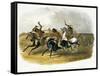 Horse Racing of Sioux Indians Near Fort Pierre-Karl Bodmer-Framed Stretched Canvas