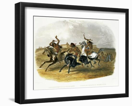 Horse Racing of Sioux Indians Near Fort Pierre-Karl Bodmer-Framed Giclee Print