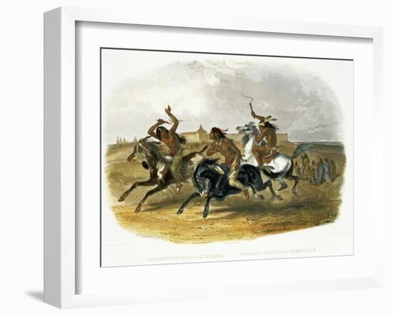 Horse Racing of Sioux Indians Near Fort Pierre-Karl Bodmer-Framed Giclee Print