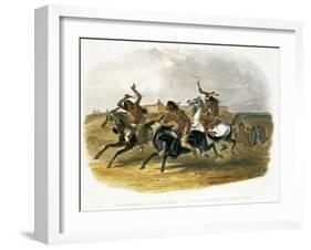 Horse Racing of Sioux Indians Near Fort Pierre-Karl Bodmer-Framed Giclee Print