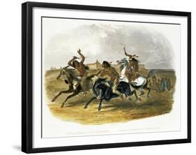 Horse Racing of Sioux Indians Near Fort Pierre-Karl Bodmer-Framed Giclee Print