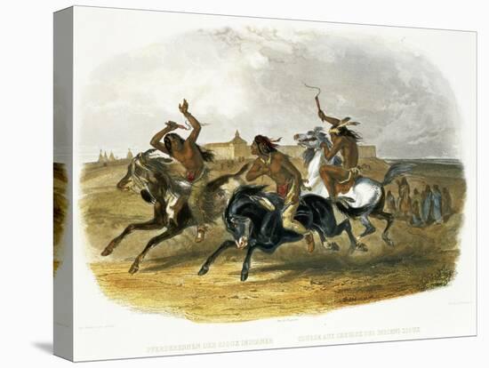 Horse Racing of Sioux Indians Near Fort Pierre-Karl Bodmer-Stretched Canvas