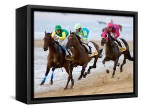 Horse Racing on the Beach, Sanlucar De Barrameda, Spain-Felipe Rodriguez-Framed Stretched Canvas