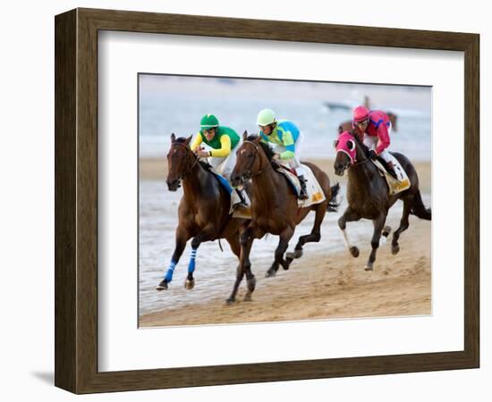 Horse Racing on the Beach, Sanlucar De Barrameda, Spain-Felipe Rodriguez-Framed Photographic Print