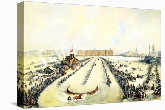 Horse Racing on the Frozen Neva River in St Petersburg, Russia, 1859-Iosif Adolfovich Charlemagne-Stretched Canvas