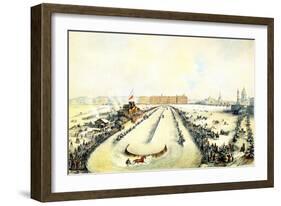 Horse Racing on the Frozen Neva River in St Petersburg, Russia, 1859-Iosif Adolfovich Charlemagne-Framed Giclee Print