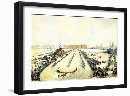 Horse Racing on the Frozen Neva River in St Petersburg, Russia, 1859-Iosif Adolfovich Charlemagne-Framed Giclee Print