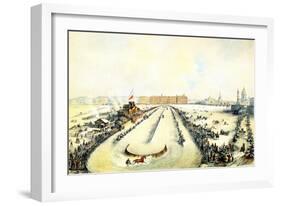 Horse Racing on the Frozen Neva River in St Petersburg, Russia, 1859-Iosif Adolfovich Charlemagne-Framed Giclee Print