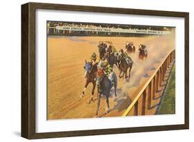 Horse Racing, Saratoga Springs, New York-null-Framed Art Print