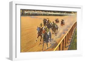 Horse Racing, Saratoga Springs, New York-null-Framed Art Print