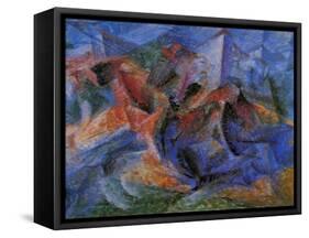 Horse Rider Houses Cavallo Cavaliere Caseggiato-Umberto Boccioni-Framed Stretched Canvas