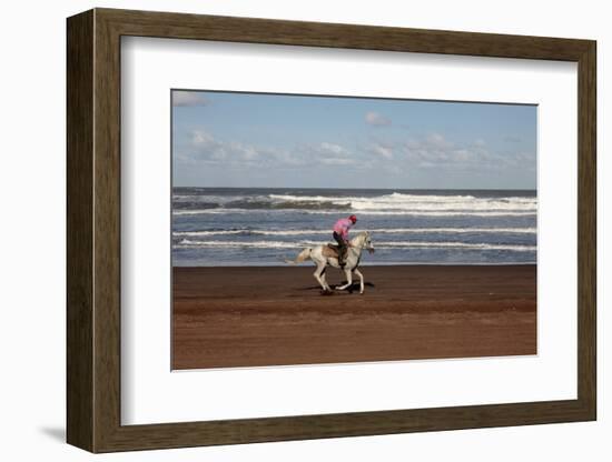 Horse rider on a beach near Azemmour, Morocco-Godong-Framed Photographic Print