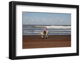 Horse rider on a beach near Azemmour, Morocco-Godong-Framed Photographic Print