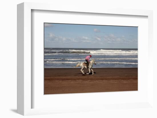 Horse rider on a beach near Azemmour, Morocco-Godong-Framed Photographic Print